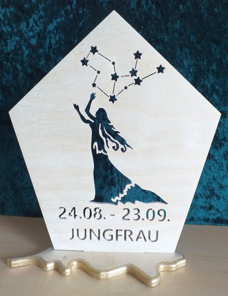 Sternzeichen in Holz "Jungfrau"