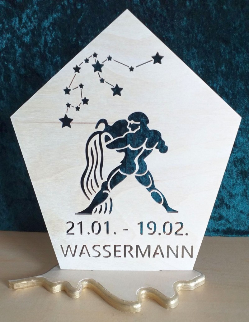 Sternzeichen in Holz "Wassermann"