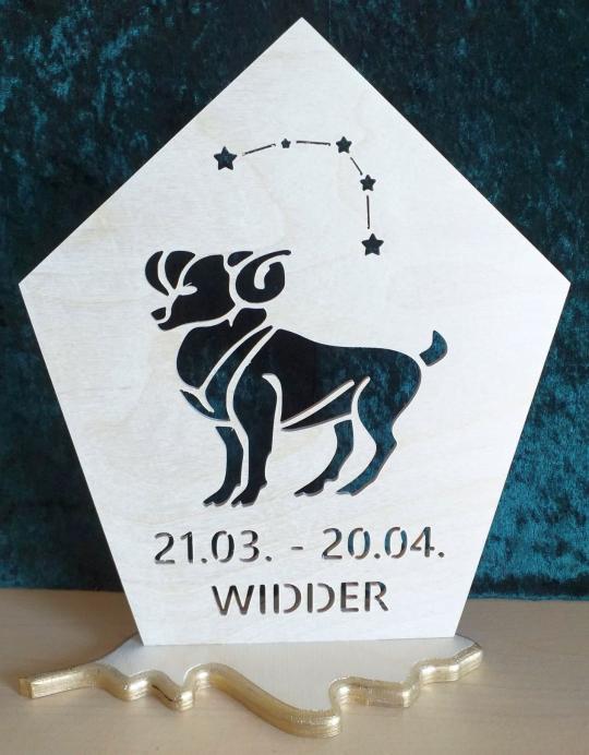 Sternzeichen in Holz "Widder"